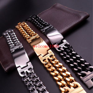 【送料無料】ブレスレット　アクセサリ―　ニューステンレス2idブレスレット866 mens stainless steel jewelry two row curb chain fashion id bracelet 866