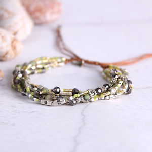 【送料無料】ブレスレット　アクセサリ―　クリスタルグリーンミックスストランドブレスレットラップブレスレットkelitch crystal green mixed charm strand bracelet 6 layers wrap bracelets adjust