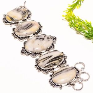 【送料無料】ブレスレット　アクセサリ―　シマウマジャスパーブレスレット78sb1055zebra jasper gemstone silver fashion jewelry bracelet 78 sb1055 12,056円