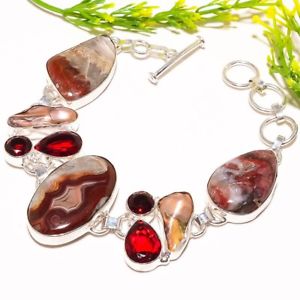 【送料無料】ブレスレット　アクセサリ―　レッドジャスパーガーネットブレスレットcrazy red jasper, garnet gemstone fashion jewelry bracelet 78 sb959