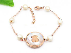 【送料無料】ブレスレット　アクセサリ―　ステンレスメッキベアブレスレットman‘s stainless steel vacuum gold plating irregular pearls shell bear bracelets
