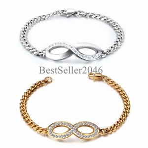 【送料無料】ブレスレット　アクセサリ―　ステンレススチールチェーンブレスレットbling charm love infinity symbol stainless steel chain women lady bracelet 75