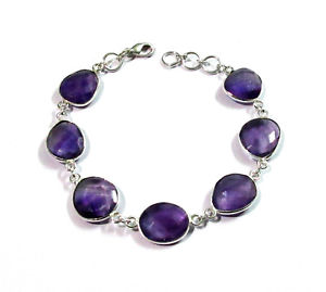 【送料無料】ブレスレット　アクセサリ―　アメジスト7inchnatural purple amethyst gemstone silver plated bracelet,length7inch