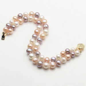 【送料無料】ブレスレット　アクセサリ―　ブレスレットaaa 89mm 2 rows genuine natural freshwater akoya pearl bracelet 75