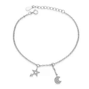 【送料無料】ブレスレット　アクセサリ―　レディーススターリングシルバースタームーンブレスレットladies women s925 sterling silver star amp; moon bracelet