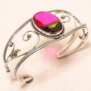 【送料無料】ブレスレット　アクセサリ―　watermelon tourmaline gemstone cuffbracelet c76watermelon tourmaline gemstone cuff jewelry bracelet adjustable c76