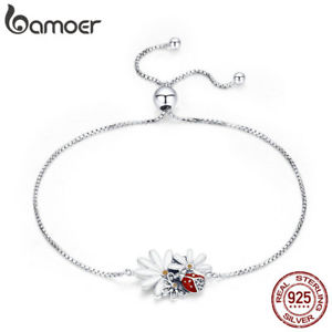 【送料無料】ブレスレット アクセサリ― スターリングシルバーブレスレットエナメルbamoer 925 sterling silver women bracelet enamel cz ladybugs adventure jewelry