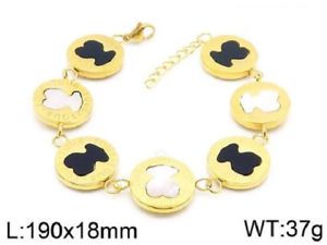 【送料無料】ブレスレット　アクセサリ―　ステンレスシェルメノウブレスレット stainless steel round bear inlaid shell agate bear bracelet