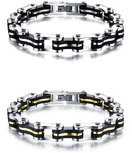 【送料無料】ブレスレット　アクセサリ―　ステンレススチールシリコンチェーンブレスレットfree ship stainless steel silicone bicycle chain bracelet family friends gifts