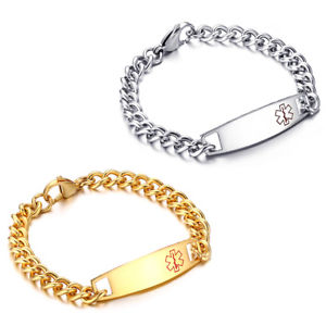 【送料無料】ブレスレット　アクセサリ―　ブレスレットタグステンレスリンクチェーンストラップ826 engraving medical alert id bracelet tag stainless steel link chain wrist