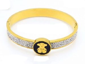 【送料無料】ブレスレット　アクセサリ―　ステンレスジルコンベアブレスレット stainless steel inlaid zircon 8mm wide bear bracelets