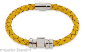 【送料無料】ブレスレット　アクセサリ―　ブレスレットスパイクステンレススチールalraune, leather bracelet spike , yellow, 8 516in, stainless steel