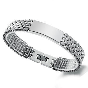 【送料無料】ブレスレット　アクセサリ―　シルバーステンレススチールバイカーチェーンブレスレットpolished silver tone stainless steel biker id chain bracelet for men boys*15mm