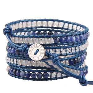 【送料無料】ブレスレット　アクセサリ―　ラピスラズリブレスレットラップランドブレスレットhigh quality agate lapis lazuli 5 wrap bracelet leather strand bracelet jewelry