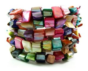 【送料無料】ブレスレット　アクセサリ―　パウアアワビシェルビーズストランドカフブレスレットnatural paua abalone shell beads strand cuff bracelet 68 adjustable ba217