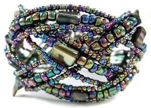 【送料無料】ブレスレット　アクセサリ―　パウアアワビシェルシードワイヤーカフブレスレットビーズpaua abalone shell seed beads memory wire adjustable cuff bracelet jewelry ca237 12,905円