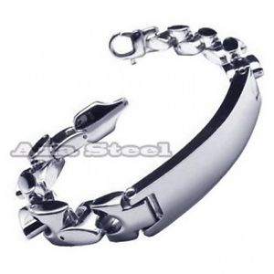 【送料無料】ブレスレット　アクセサリ―　クールシルバーステンレススチールリンクブレスレット＃9 mens cool heavy silver stainless steel links bracelet vb48