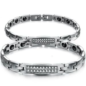 【送料無料】ブレスレット　アクセサリ―　シルバーステンレススチールリンクチェーンブレスレットレディースメンズカップルsilver stainless steel link chain magnetic bracelet womens mens couples gifts