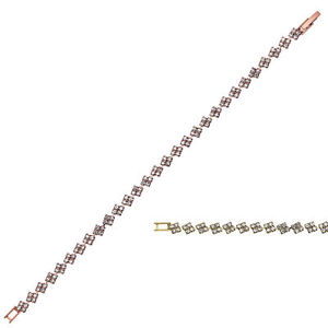 【送料無料】ブレスレット　アクセサリ―　ゴールドローズゴールドメッキクリスタルスクエアブレスレット14k gold or rose gold plated single row crystal square station bracelet