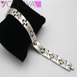 【送料無料】ブレスレット　アクセサリ―　ホットローズゴールドステンレスパワーブレスレットhot rose gold plated stainless steel magnetic therapy power engergy bracelet