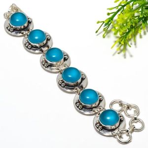 【送料無料】ブレスレット　アクセサリ―　ロシアハンドメイドジュエリーブレスレットrussian blue chalcedony gemstone handmade jewelry bracelet 78 b5817 12,735円