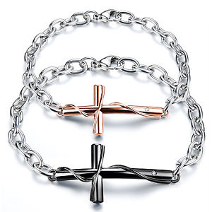 【送料無料】ブレスレット　アクセサリ―　メンズレディースステンレススチールクロスチェーンブレスレットバレンタインデーmens womens stainless steel cross couples chain bracelet valentines day gifts