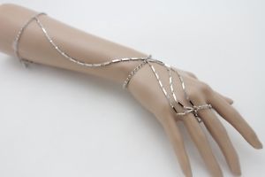 【送料無料】ブレスレット　アクセサリ―　ファッションハンドチェーンアームブレスレットスレーブリングストランドwomen long silver metal fancy fashion hand chain arm bracelet slave ring strands
