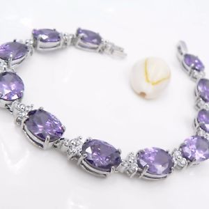 【送料無料】ブレスレット　アクセサリ―　ブレスレットチェーンアメジストｋホワイトゴールドグランプリリンクbracelet chain amethyst oval stone quartz 18k white gold gp link