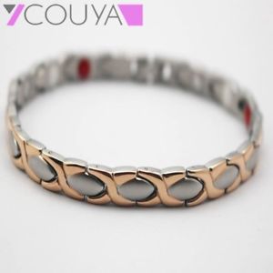 【送料無料】ブレスレット　アクセサリ―　ローズゴールドステンレスゲルマニウムパワーブレスレットrose gold plated stainless steel magnetic germanium power engergy bracelet gift 11,886円