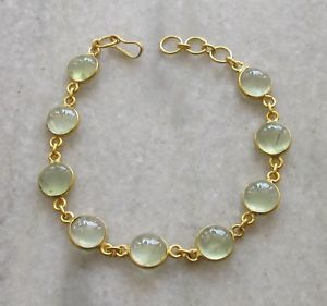【送料無料】ブレスレット　アクセサリ―　ラウンドカボションファッションブレスレットnatural aaa green prehnite round cabochon gemstone gold plated fashion bracelet