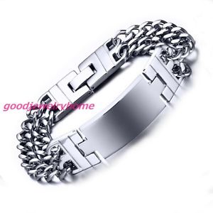 【送料無料】ブレスレット　アクセサリ―　ステンレススチールシルバークールチェーンブレスレットhigh quality stainless steel men cool silver curb chain id bracelet 86 jewelry