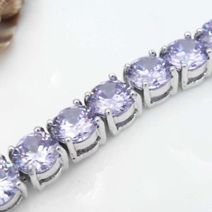 【送料無料】ブレスレット　アクセサリ―　ライトパープルラウンドジュエルｋホワイトゴールドグランプリブレスレットlight purple color quartz crystal round jewel 18k white gold gp noble bracelet