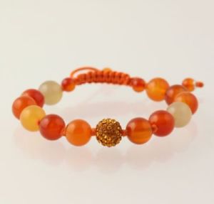 【送料無料】ブレスレット　アクセサリ―　ビーズブレスレットオレンジストランド chunky beaded bracelet orange agate amp; rhinestones adjustable strand