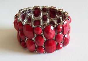 【送料無料】ブレスレット　アクセサリ―　ブライトレッドストレッチブレスレットbright red wide stretch bracelet