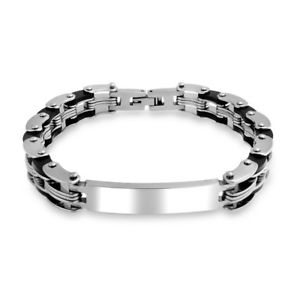【送料無料】ブレスレット　アクセサリ―　メンズステンレススチールチェーンブレスレットmens stainless steel bicycle chain id bracelet 85in