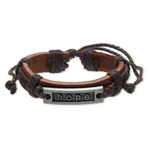 【送料無料】ブレスレット　アクセサリ―　ハンドメイドブラウンレザーシルバーピューターアジャスタブルブレスレットhandmade brown hope affirmation leather silver pewter adjustable bracelet