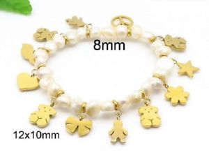 【送料無料】ブレスレット　アクセサリ―　2018316ポンドステンレスペンダント2018 316l stainless steel natural irregular pearls pendant bear bracelet