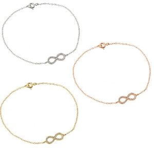 【送料無料】ブレスレット　アクセサリ―　スターリングブレスレットwczsterling silver bracelet w cz stones infinity charm