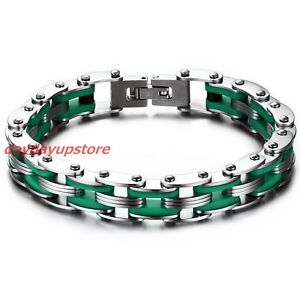 【送料無料】ブレスレット　アクセサリ―　8 ニューシリコーンステンレスmens womens 10mm8 design silver green silicone stainless steel mens womens 10mm bracelet
