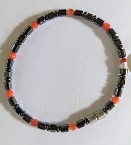 【送料無料】ブレスレット　アクセサリ―　ヘマタイトレディースレッドオレンジクリスタルビーズブレスレットmagnetic hematite healing womens redorange crystal bead bracelet 8