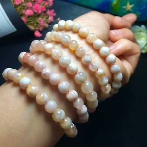 【送料無料】ブレスレット　アクセサリ―　チェリーピンクビードブレスレットnatural cherry pink agate gemstone beads bracelet aaa 7565mm