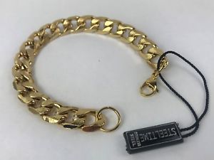 【送料無料】ブレスレット　アクセサリ―　メンズステンレススチールゴールドフラットチェーンブレスレット