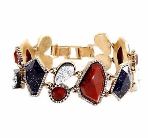 【送料無料】ブレスレット　アクセサリ―　v70ステートメントブレスレットレッドコーヒーv70 statement bracelet red tiger eye cee agate irregular geometric crystal