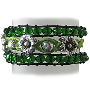 【送料無料】ブレスレット　アクセサリ―　グリーンマルチストランドブレスレットgreen flowery floral multi strand bracelet
