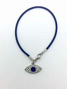 【送料無料】ブレスレット アクセサリ― czペンダントsilver evil eye cz pendant with blue leather bracelet