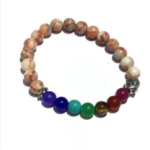 【送料無料】ブレスレット　アクセサリ―　7 ビーズジュエリーチャクラ7 chakra healing beaded bracelet agate gemstone bracelet jewelry
