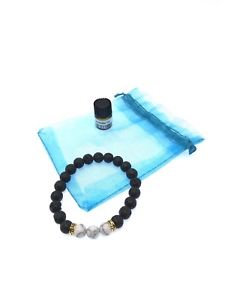 【送料無料】ブレスレット　アクセサリ―　ブレスレットストーンホワイトrustic white healing natural lava stone with essential oil bracelet