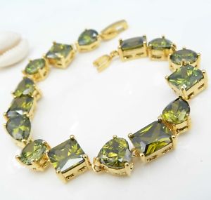 【送料無料】ブレスレット　アクセサリ―　クオーツ18kイェローゴールドgpamazing bracelet various geometric shapes olivine quartz 18k yellow gold gp