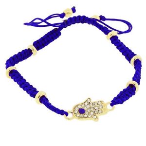 【送料無料】ブレスレット　アクセサリ―　ブレスレットyellow goldtone blue white crystals hamsa evil eye womens girls bracelet