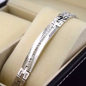 【送料無料】ブレスレット　アクセサリ―　18kホワイトゴールドcz gf9mm77chainリンクジュエリー18k white gold filled bracelet 77chain link 9mm cz gf men fashion jewelry cool